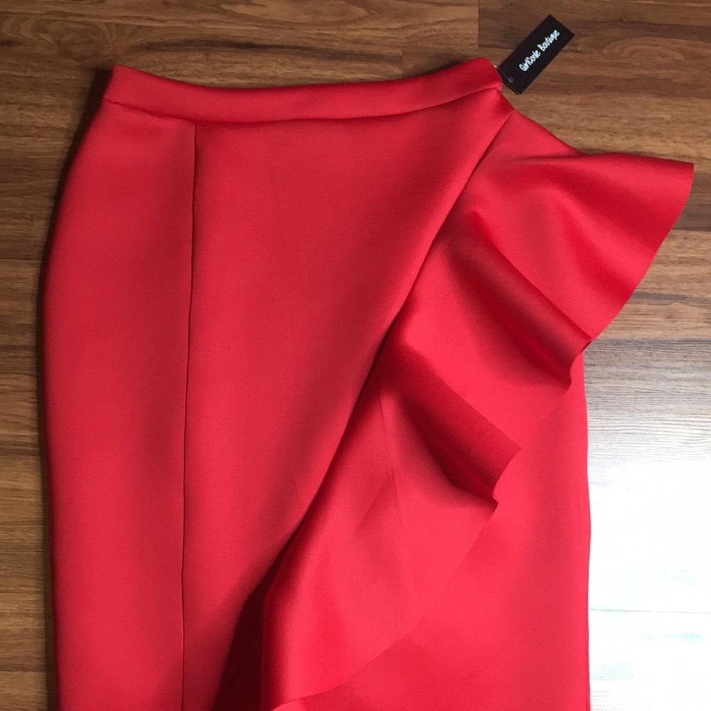 🔥 Red Ruffled Bandage Maxi Skirt - Picture 4 of 8